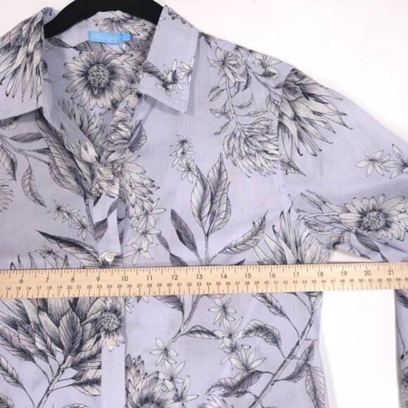 J.McLaughlin Lois Blouse Button Shirt Floral in Powdered Blue MARGAUX SMALL - Picture 5 of 11